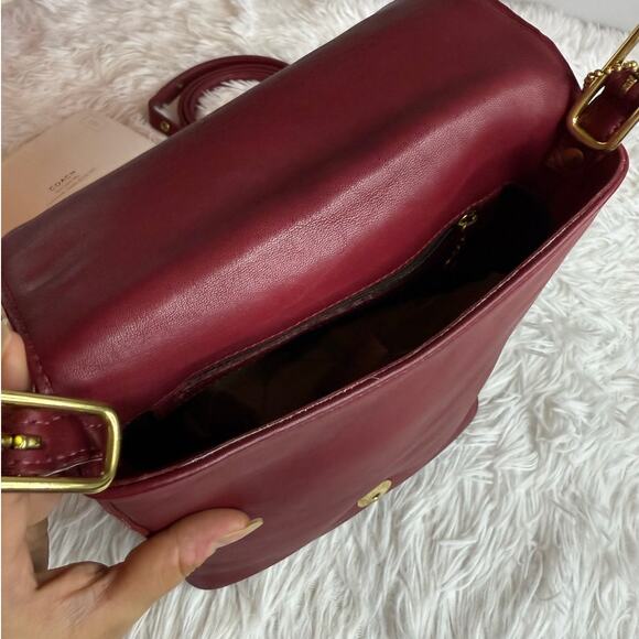 Vintage COACH y2k Legacy Red Glove Tanned Leather Flap BAG Crossbody Purse 9821 - Picture 3 of 11